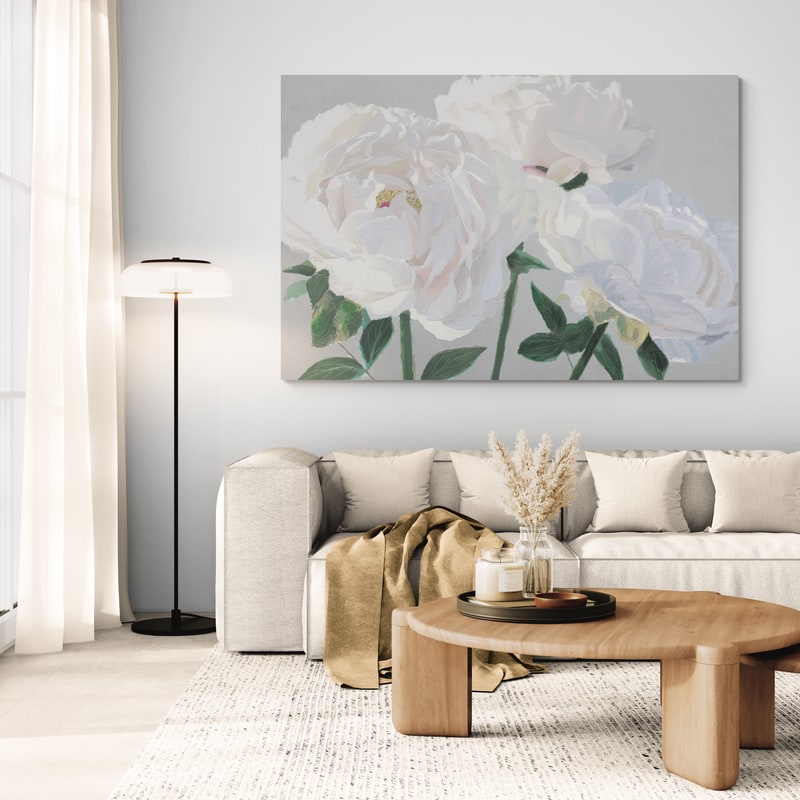Essence Of June I Gray by James Wiens wall art in a living room
