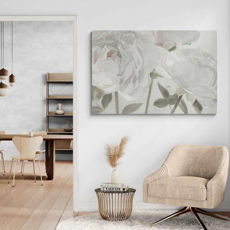 Essence Of June I Neutral by James Wiens wall art in a hallway