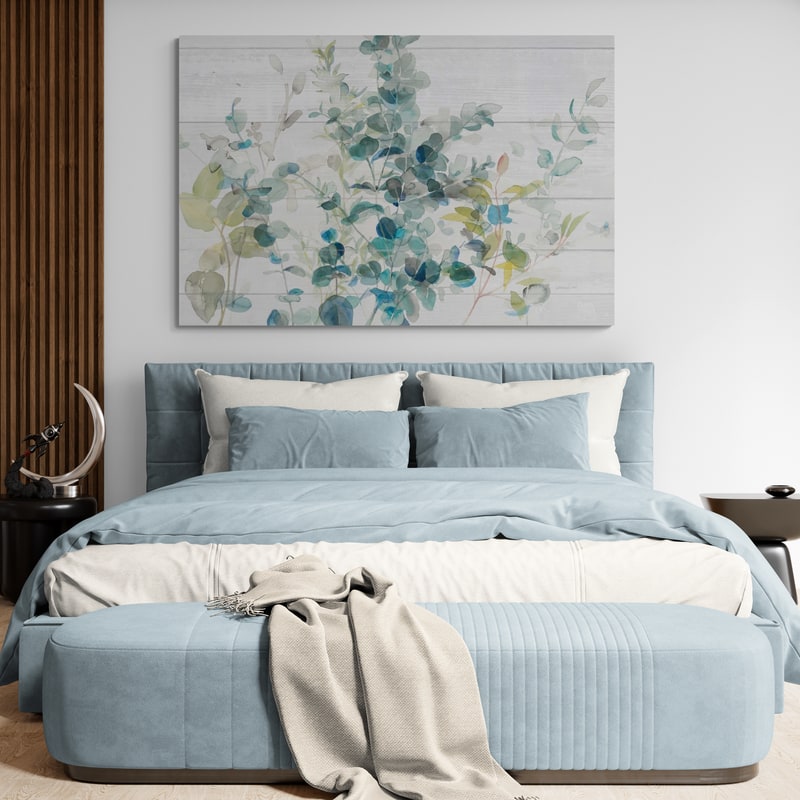 Eucalyptus I On Shiplap by Danhui Nai wall art from Glam Wall Art