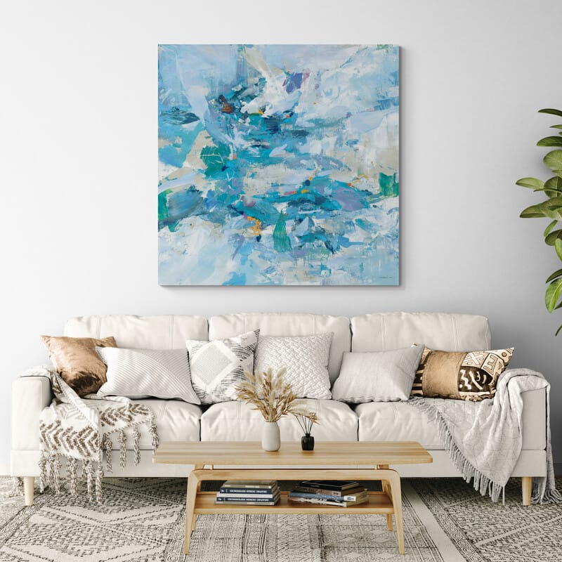 Exuding Summer Blue by Danhui Nai wall art in a living room