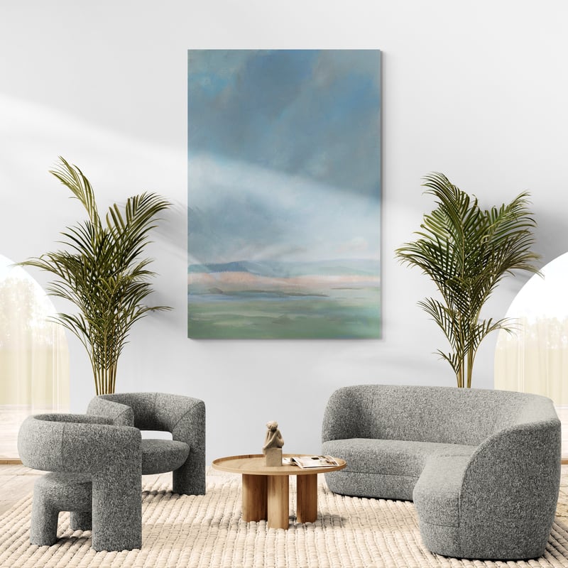 Faded Hills by Danhui Nai wall art in a living room