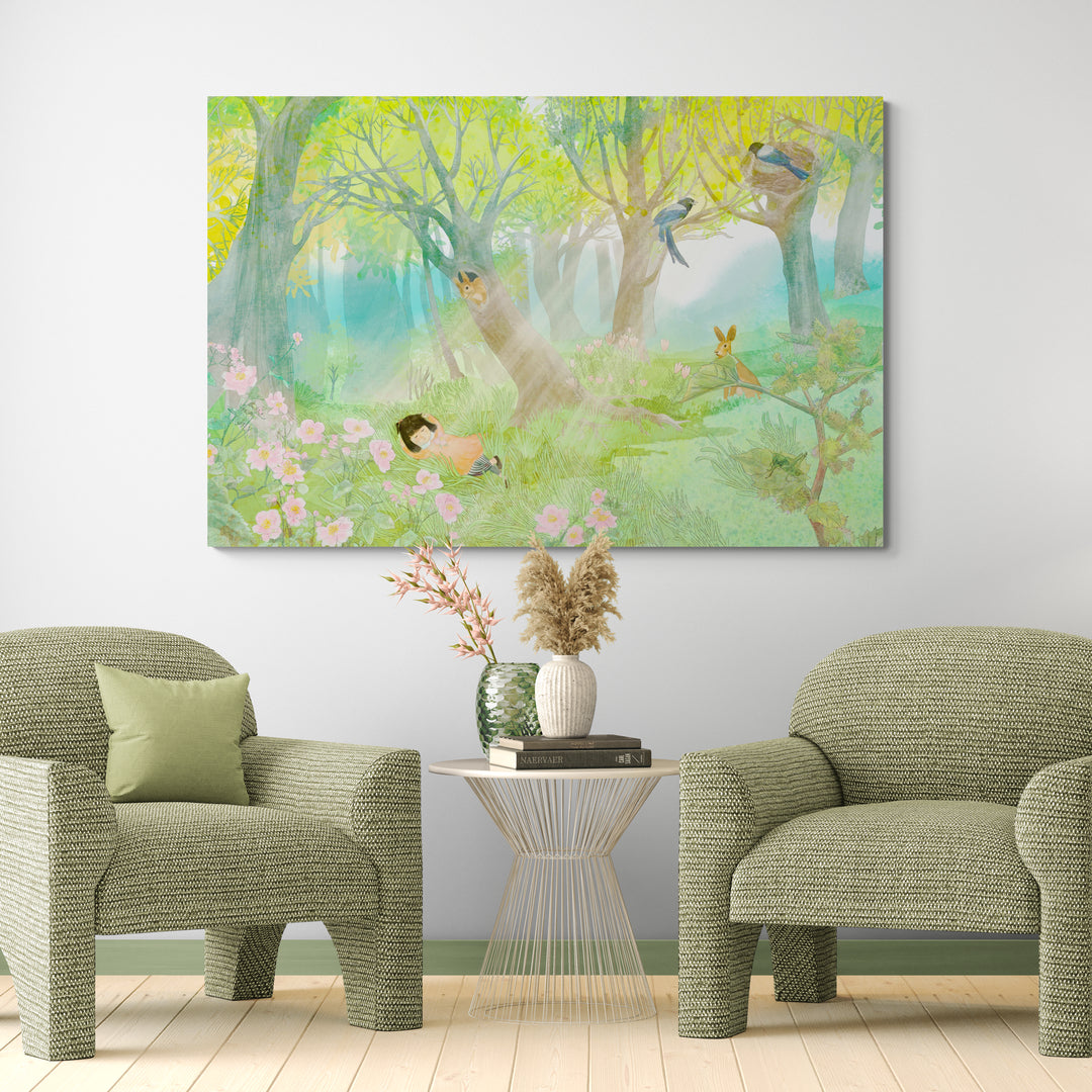 Fairies and Roses by Lisha Sun wall art in a living room