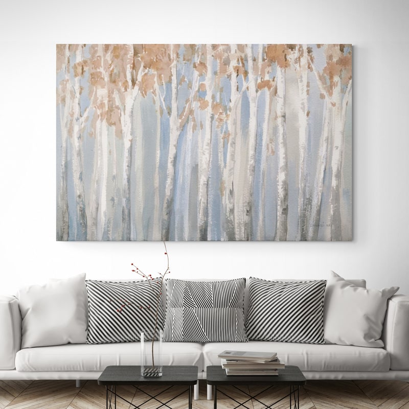 Fall Birches by Danhui Nai wall art in a living room