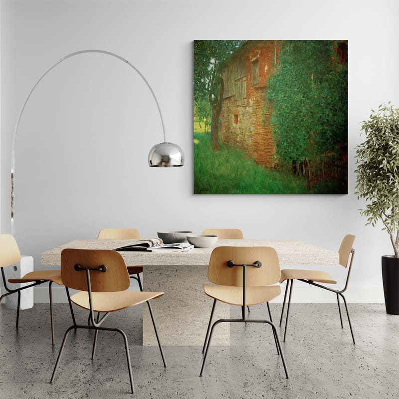 Farmhouse by Gustav Klimt wall art in a dining room