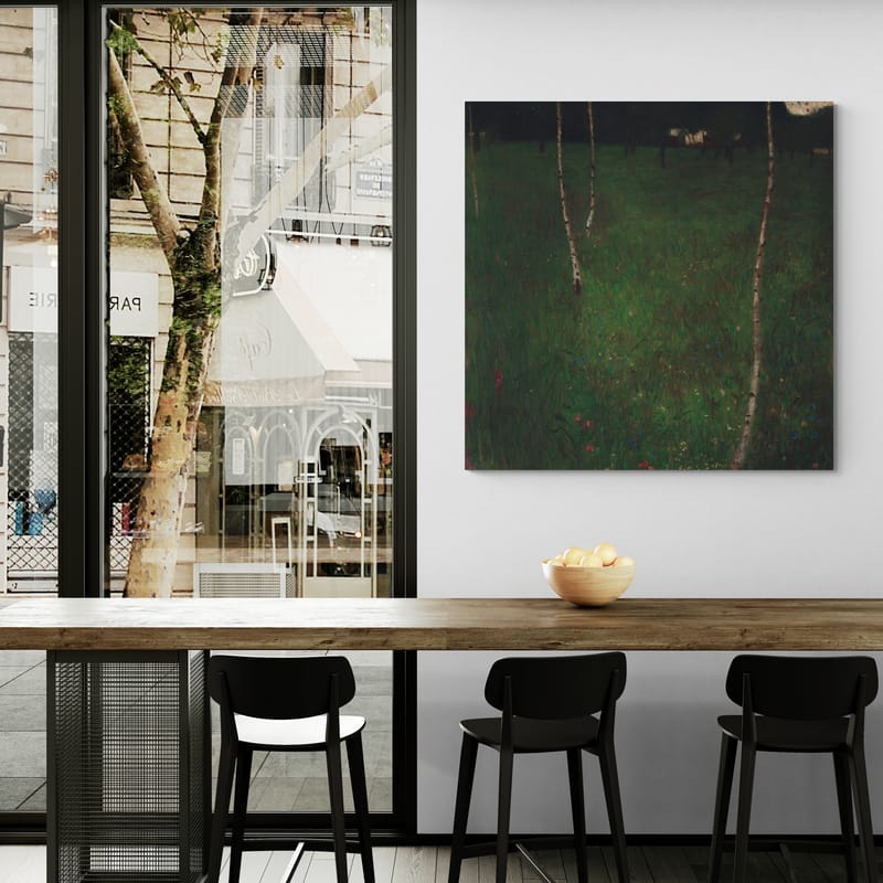 Farmhouse with Birch Trees by Gustav Klimt wall art from Glam Wall Art