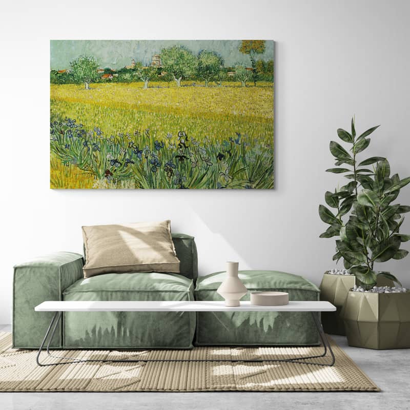 Field with Flowers near Arles 1888 by Vincent Van Gogh wall art in a living room