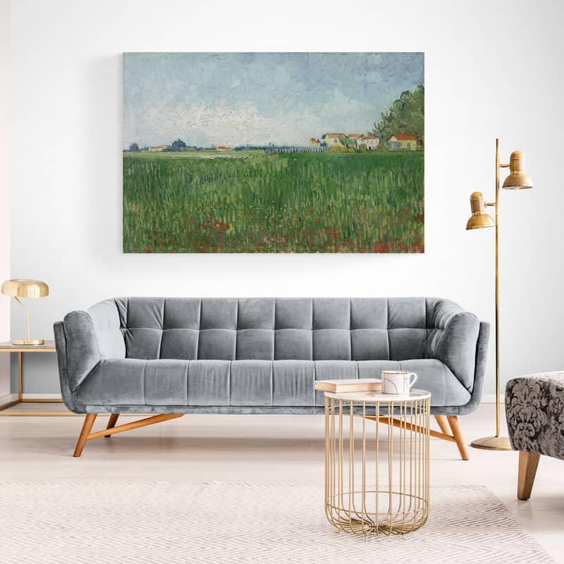 Field with Poppies 1888 by Vincent Van Gogh wall art in a living room