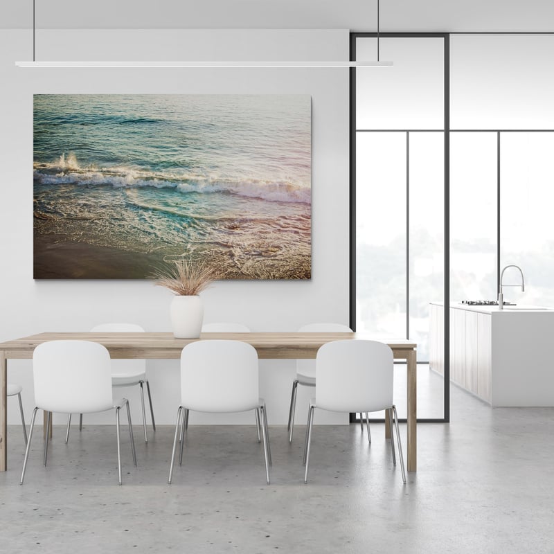 First Light II by Elizabeth Urquhart wall art in a dining room