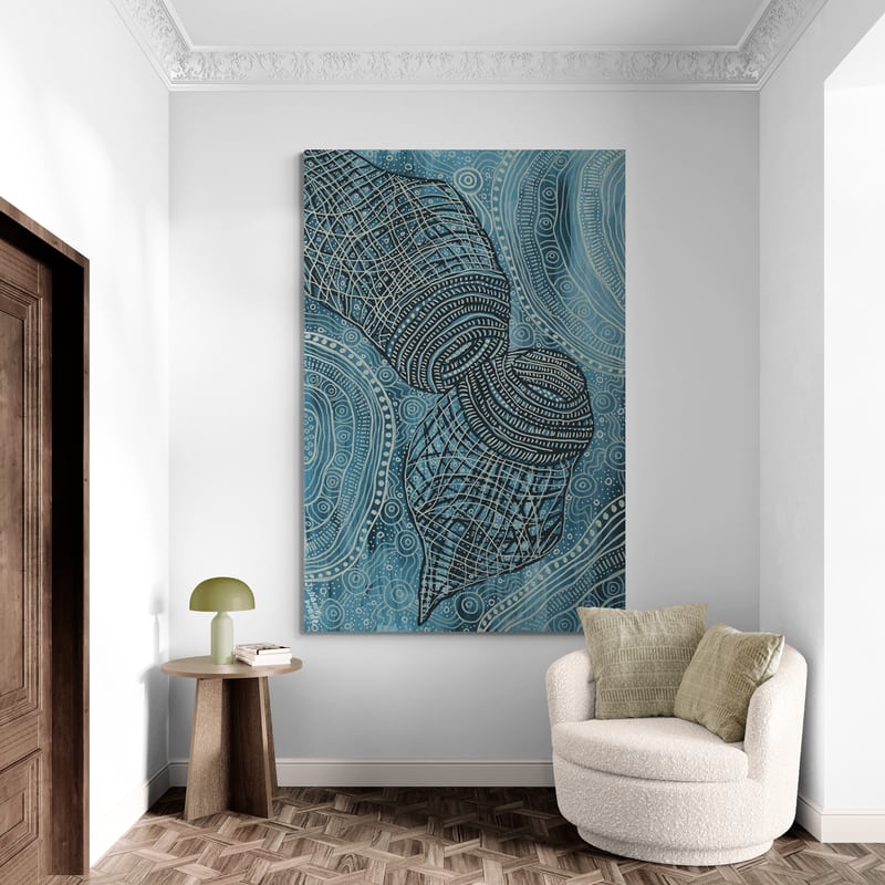 Fish Traps by Julianne Wade wall art in a living room