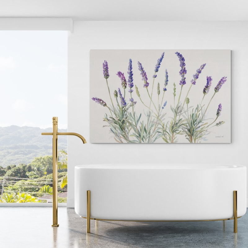 Floursack Lavender V On Linen by Danhui Nai wall art from Glam Wall Art