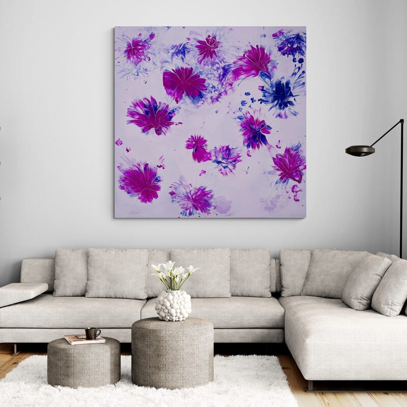 Flowers in the Snow by Marina Strijakova wall art in a living room