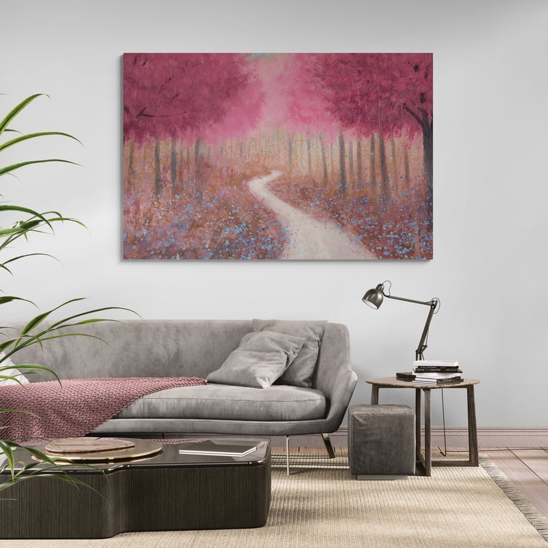 Forest Pathway Spring by James Wiens wall art in a living room