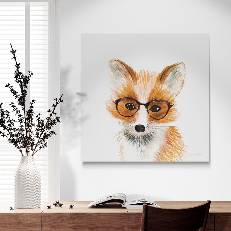 Fox in Glasses by Mercedes Lopez Charro wall art from Glam Wall Art