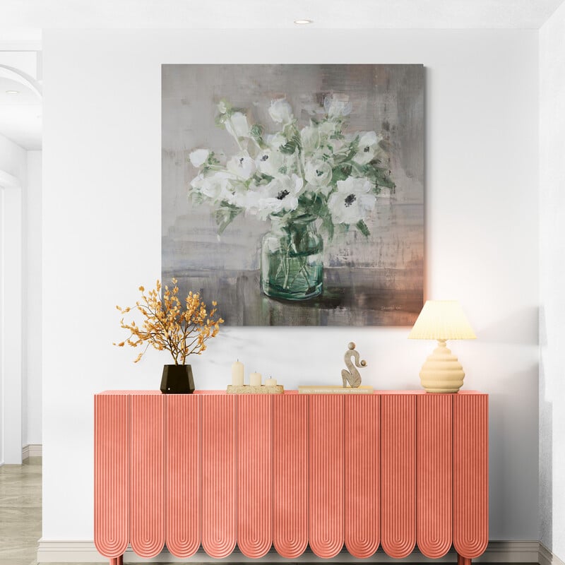 Fresh Anemones Sage Border by Danhui Nai wall art from Glam Wall Art