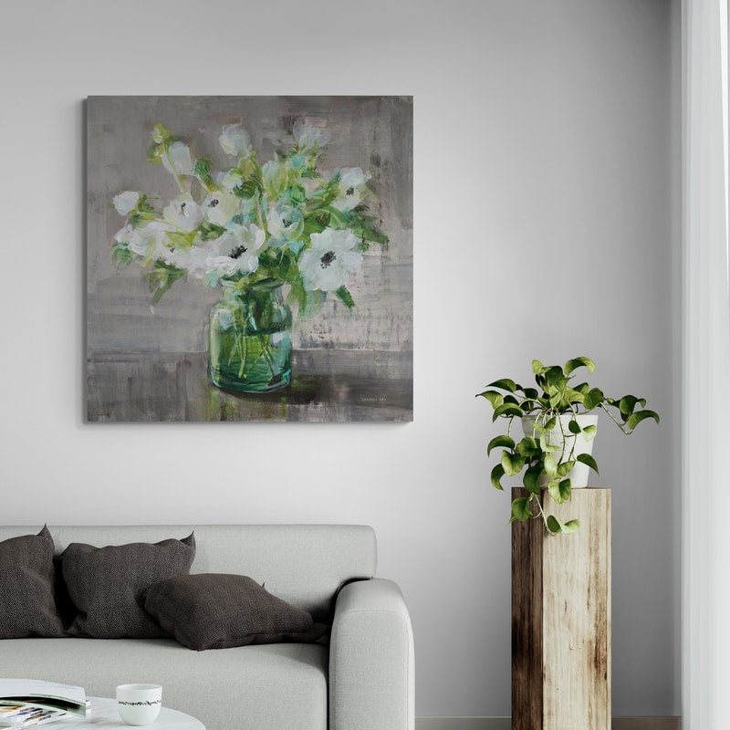 Fresh Anemones by Danhui Nai wall art in a living room
