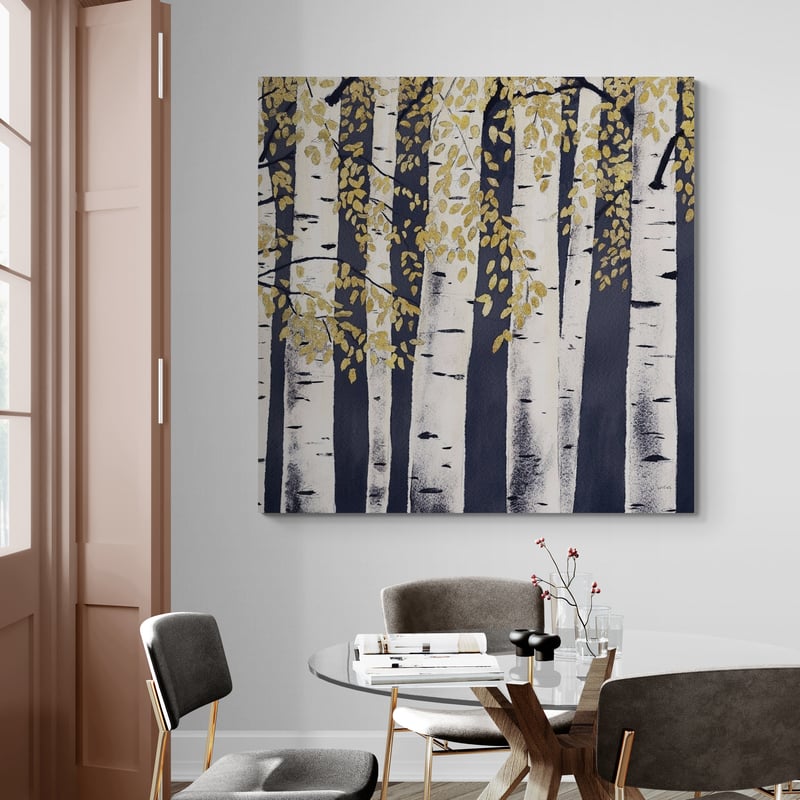 Fresh Forest Indigo III by James Wiens wall art in a hallway