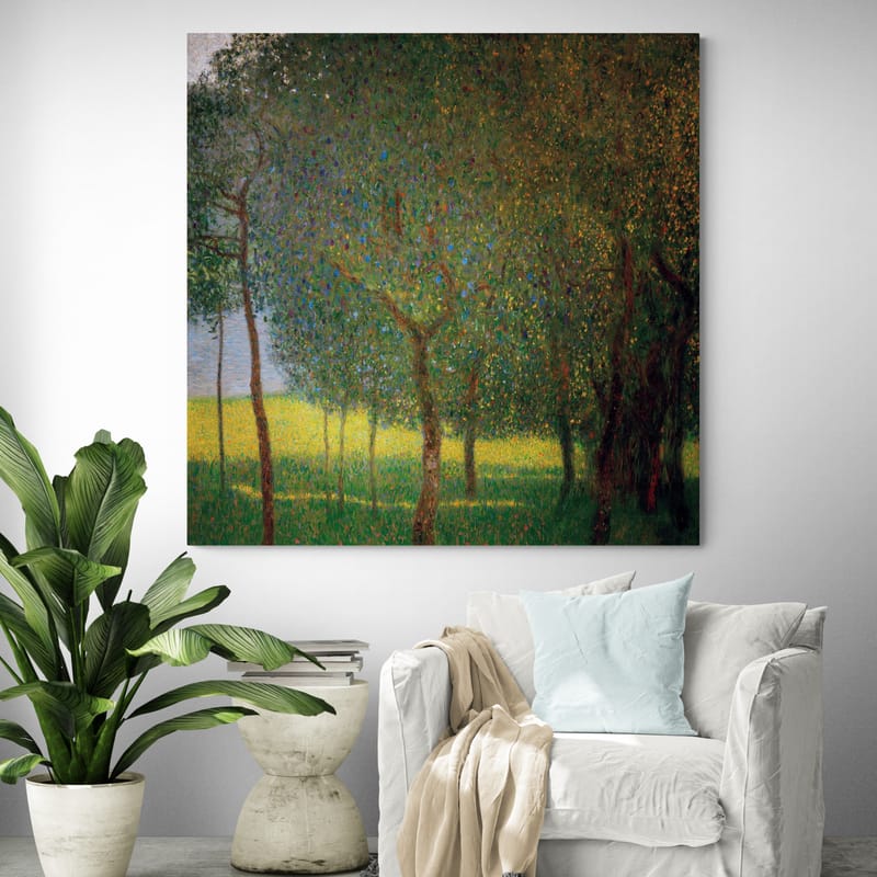 Fruit Trees by Gustav Klimt wall art in a living room