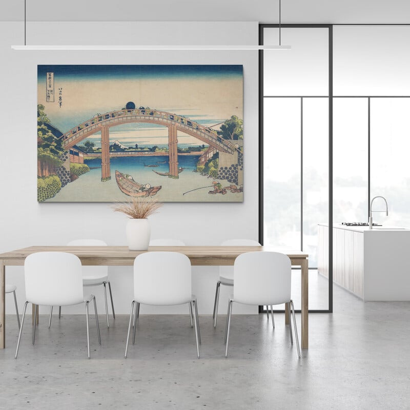 Fuji Seen Through The Mannen Bridge by Katsushika Hokusai wall art from Glam Wall Art