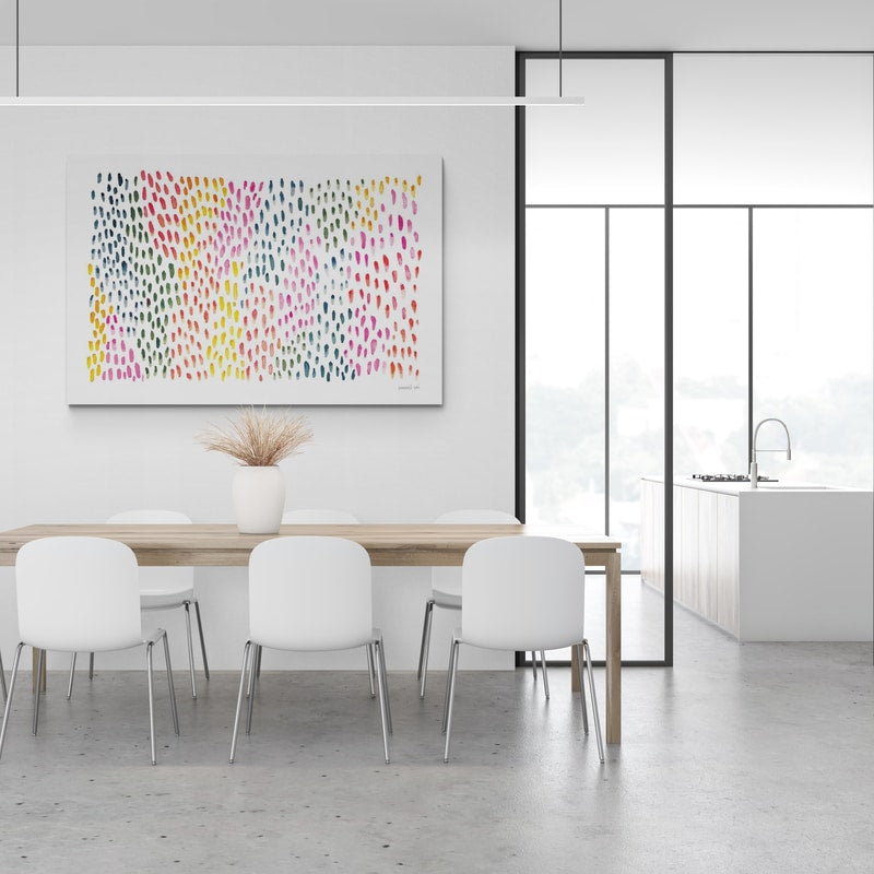Fullness Of Dots by Danhui Nai wall art in a dining room