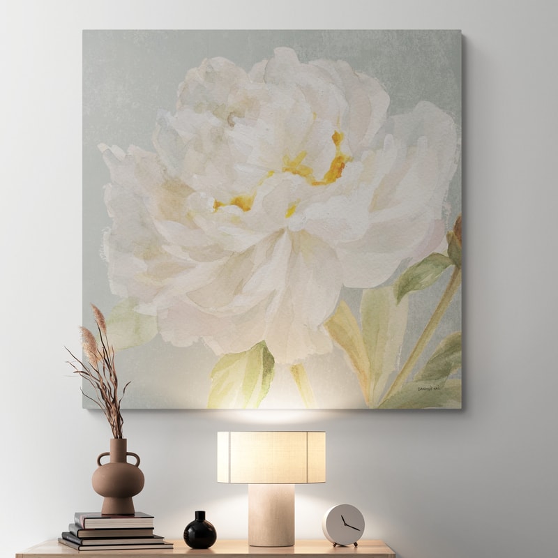 Garden Peony Neutral by Danhui Nai wall art in a hallway