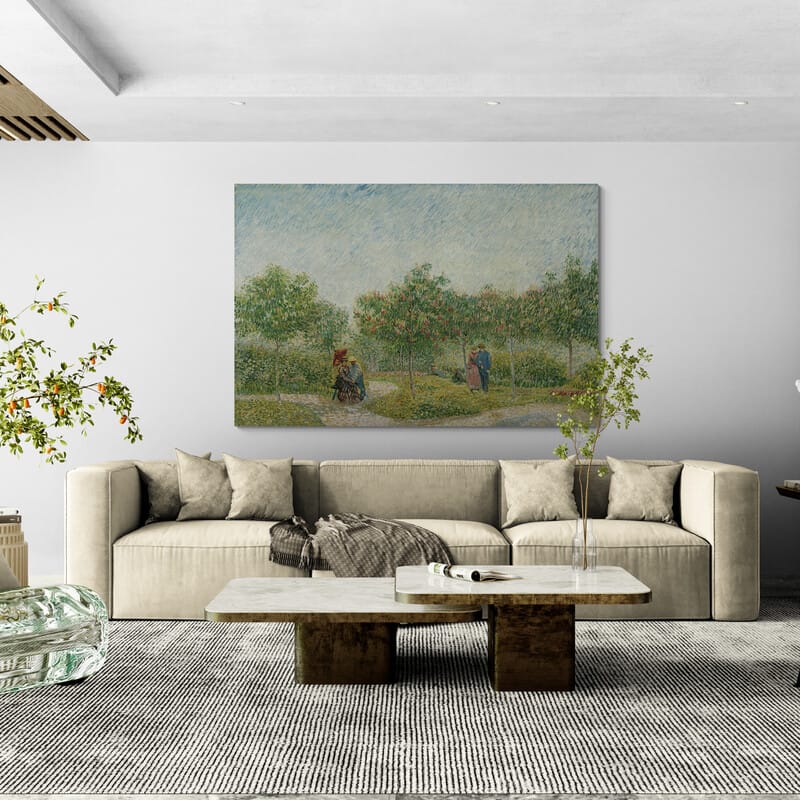 Garden with Courting Couples, Square Saint-Pierre 1887 by Vincent Van Gogh wall art in a living room