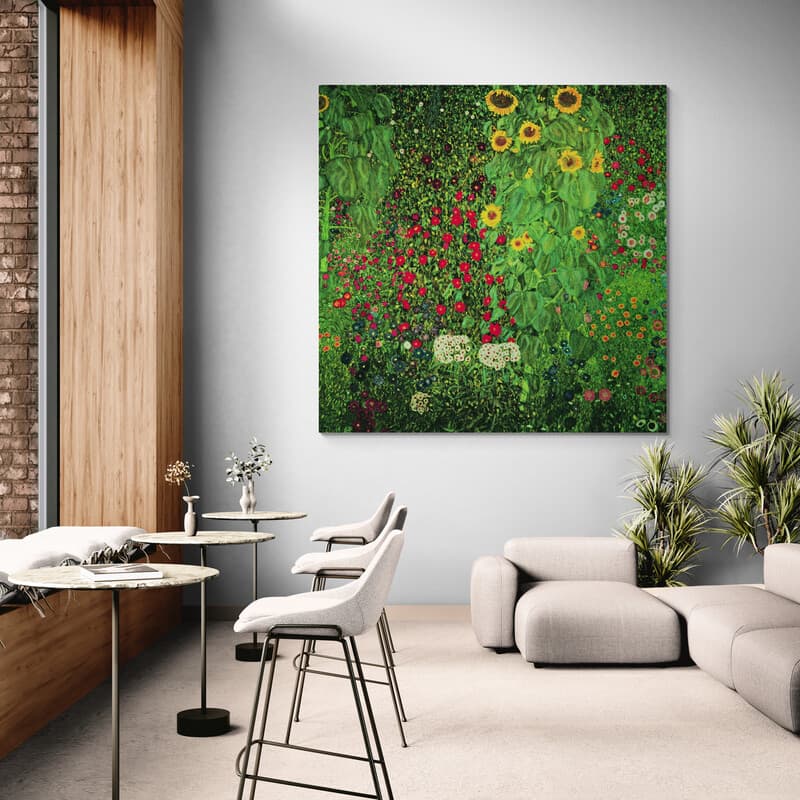 Garden With Sunflowers by Gustav Klimt wall art from Glam Wall Art