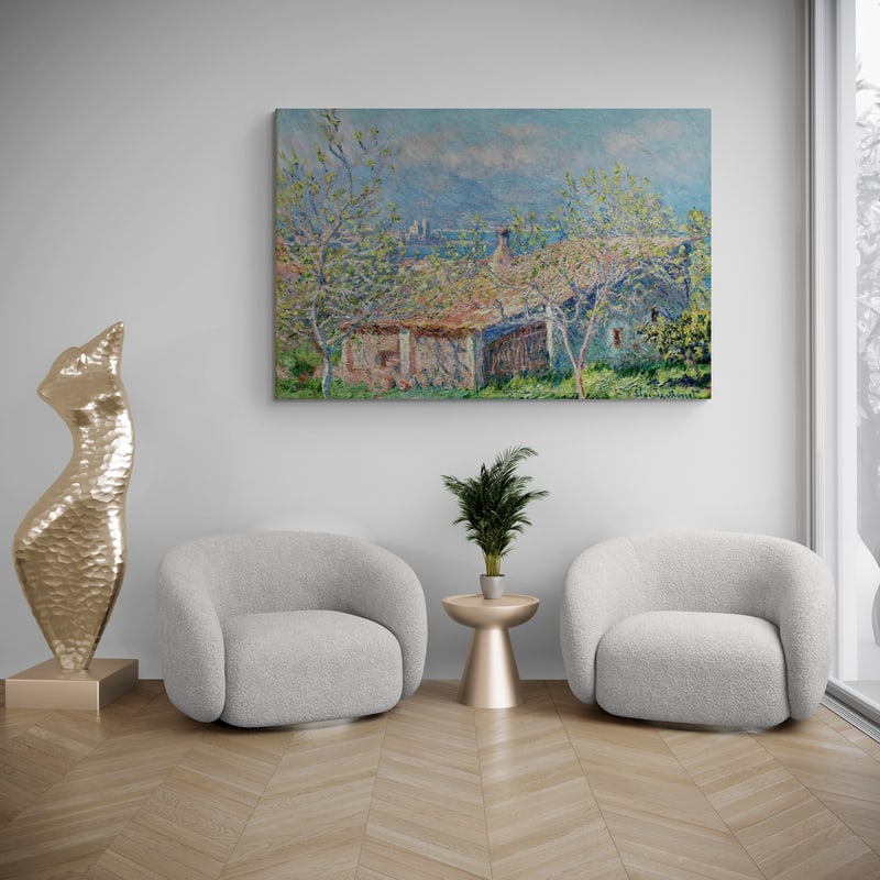 Gardener's House at Antibes 1888 by Claude Monet wall art in a living room