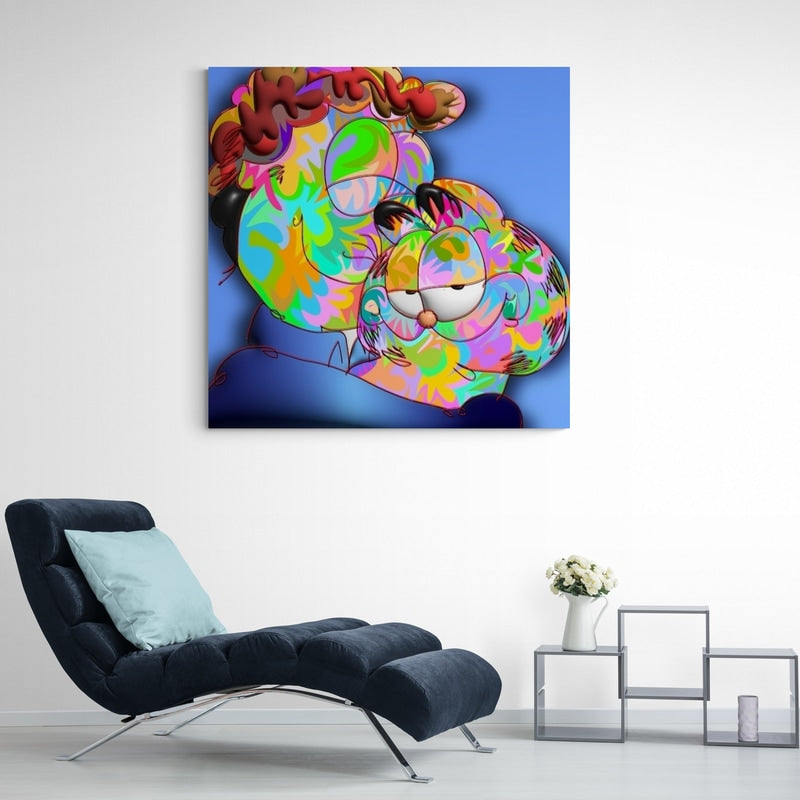 Garfeild and John 2024 by Technodrome1 wall art in a living room