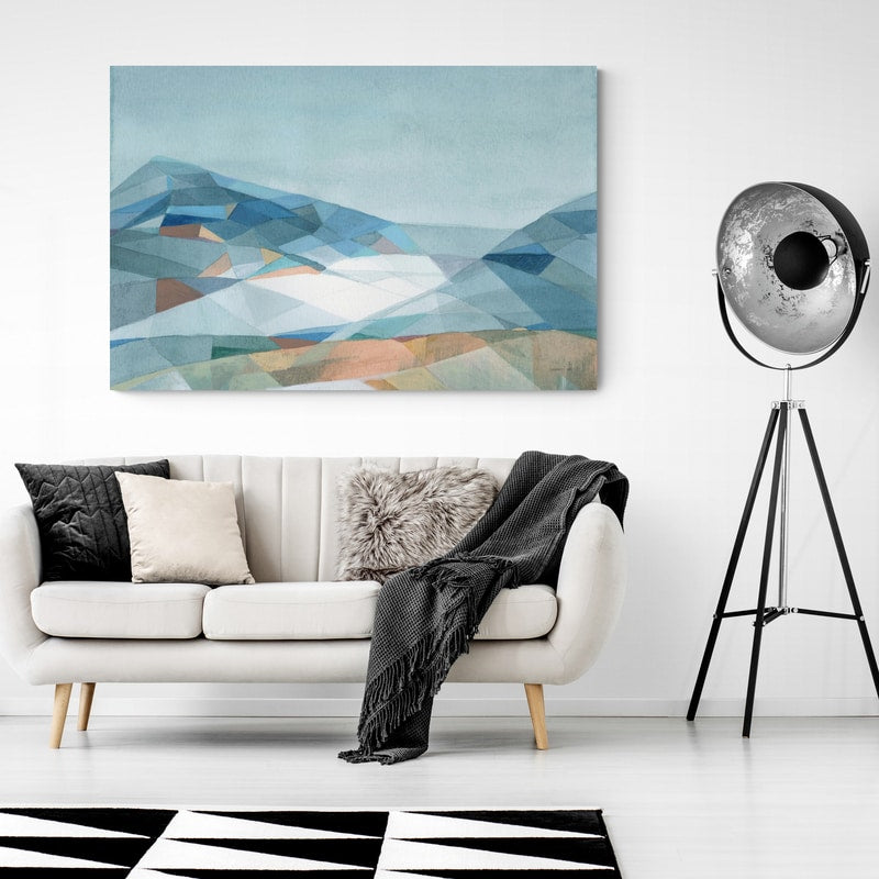 Geometric Mountain by Danhui Nai wall art in a living room