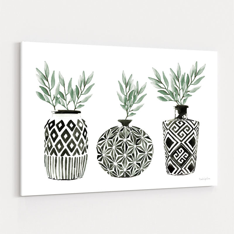 Geometric Vases I Green by Mercedes Lopez Charro wall art