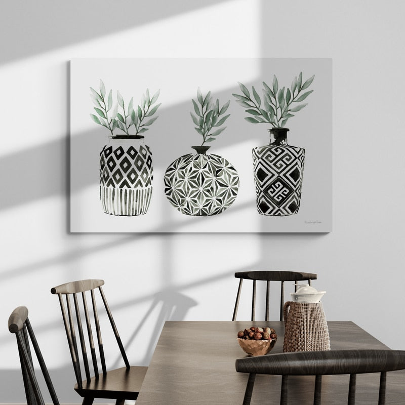 Geometric Vases I Green by Mercedes Lopez Charro wall art from Glam Wall Art