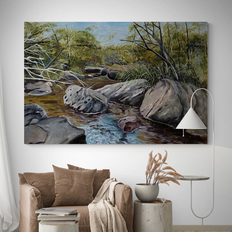 Georges River Spring by Marina Strijakova wall art in a living room