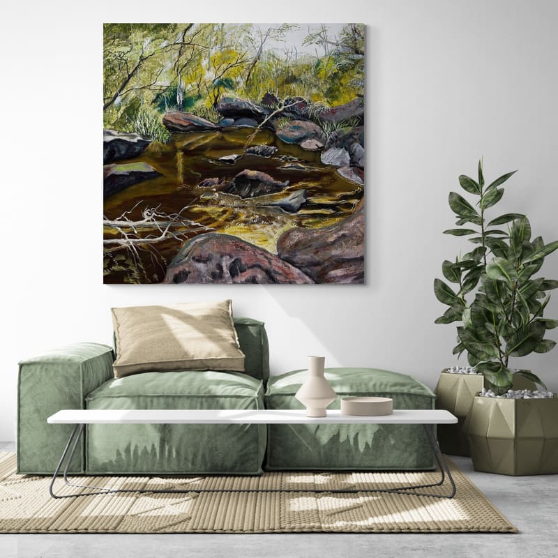 Georges River Summer I by Marina Strijakova wall art in a living room