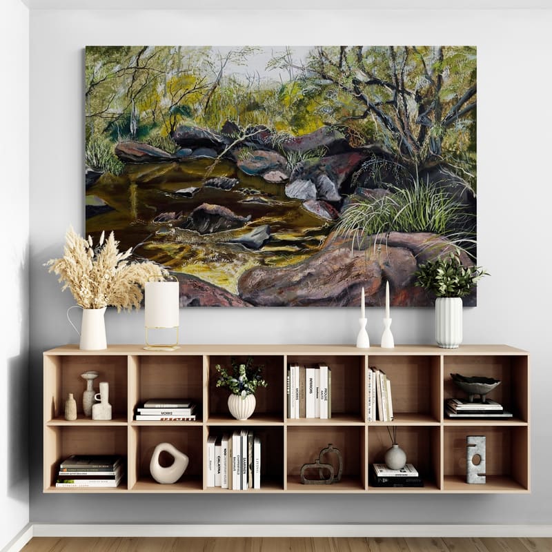 Georges River Summer by Marina Strijakova wall art in a hallway