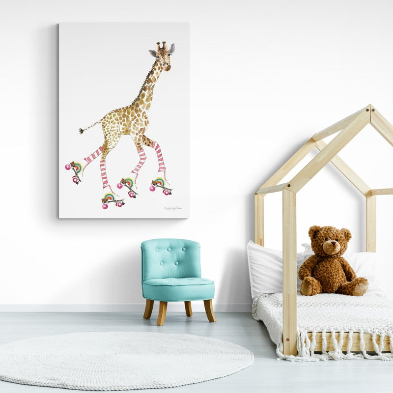 Giraffe Joy Ride II No Balloons by Mercedes Lopez Charro wall art from Glam Wall Art