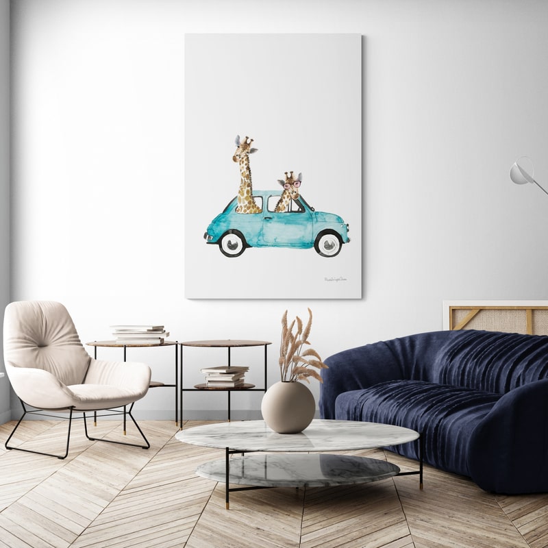 Giraffe Joy Ride III No Balloons by Mercedes Lopez Charro wall art from Glam Wall Art