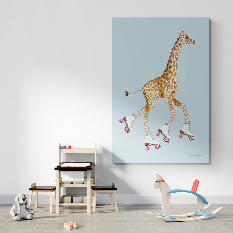 Giraffe Joy Ride IV by Mercedes Lopez Charro wall art from Glam Wall Art