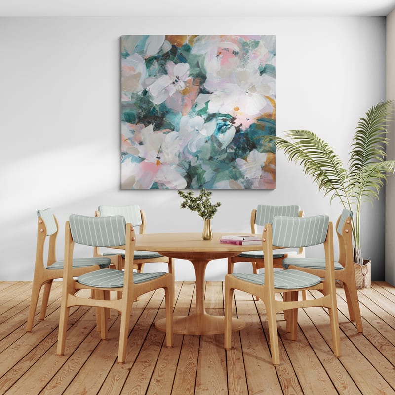 Glimpses Of Roses II by Danhui Nai wall art in a dining room