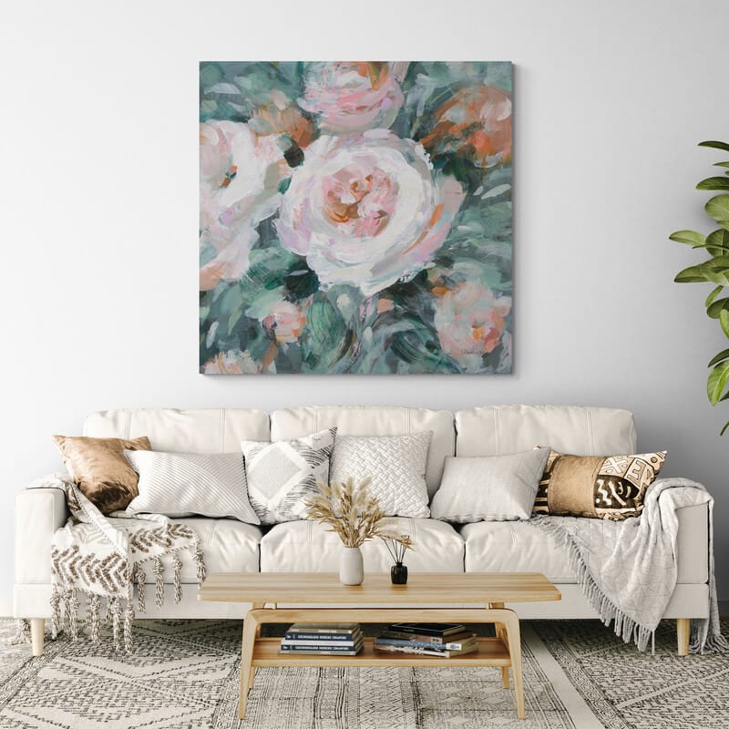 Glimpses Of Roses III by Danhui Nai wall art in a living room