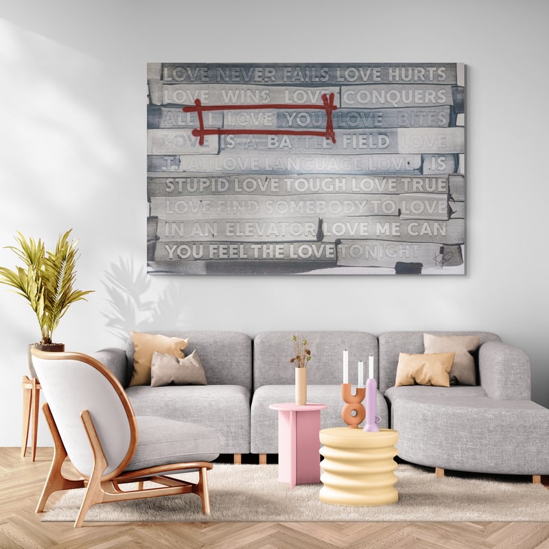 Graffiti Love by Kent Youngstrom wall art in a living room