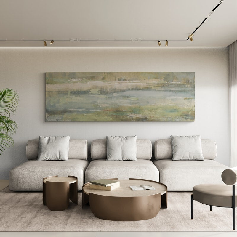 Gray Blue Field Crop by Danhui Nai wall art in a living room