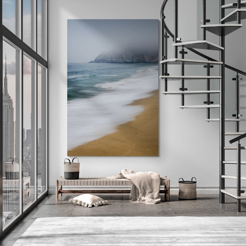Gray Whale Cove by Alan Majchrowicz wall art in a living room