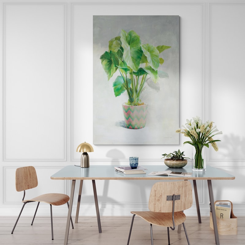 Greenhouse Palm I Chevron Pot by Danhui Nai wall art in a dining room