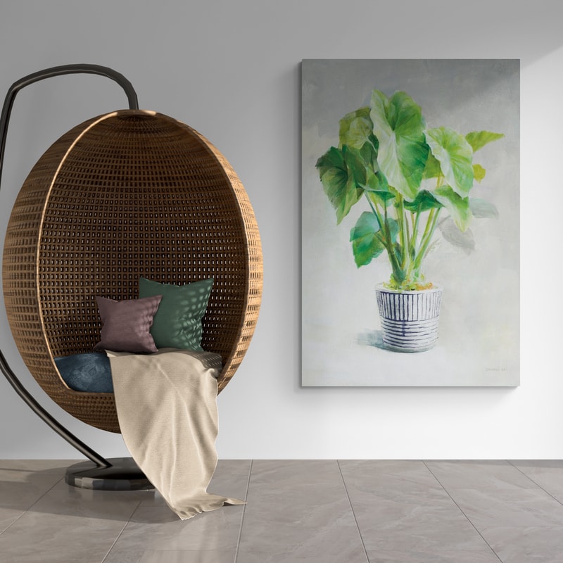 Greenhouse Palm I Navy Pot by Danhui Nai wall art from Glam Wall Art