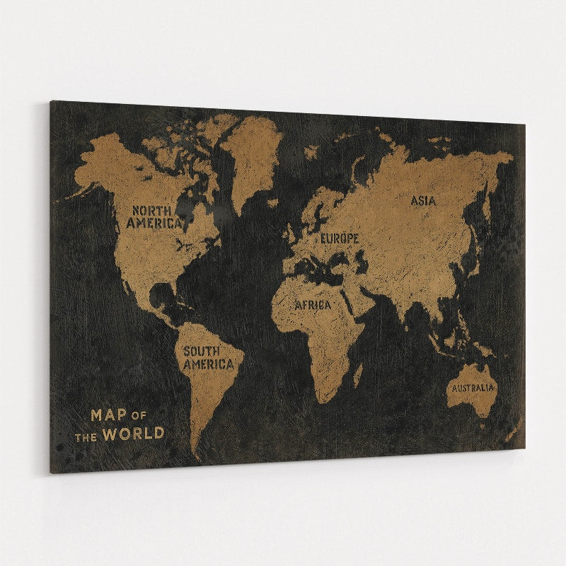 Grunge World Map Black Gold by James Wiens wall art