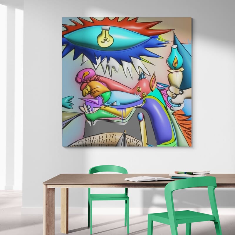 Guernica Detail Horse Head by Technodrome1 wall art in a dining room