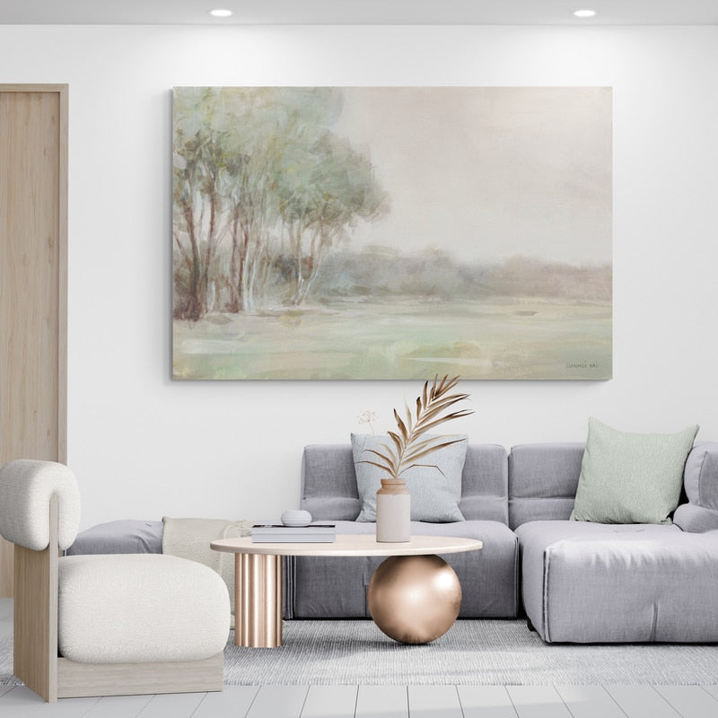 High Summer Field Neutral by Danhui Nai wall art in a living room