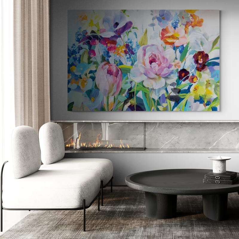 High Summer Garden II by Danhui Nai wall art in a living room