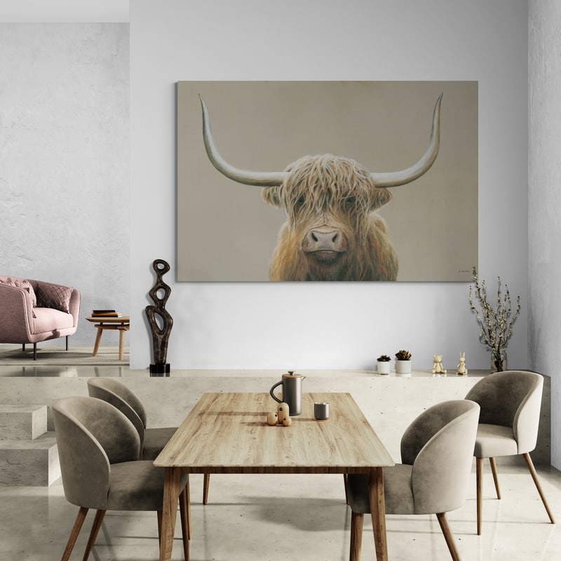 Highland Cow Neutral by James Wiens wall art from Glam Wall Art