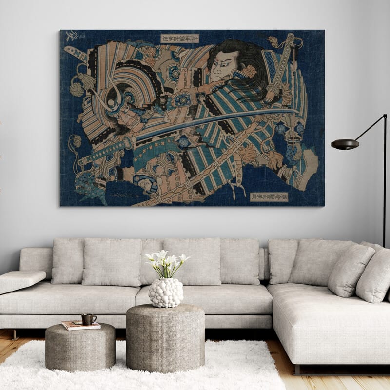 Hokusai Kamakura by Katsushika Hokusai wall art in a living room